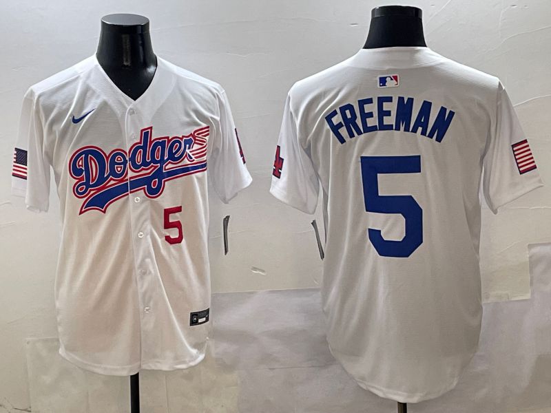Men Los Angeles Dodgers #5 Freeman White Second generation Joint Name Nike 2025 MLB Jersey style 3